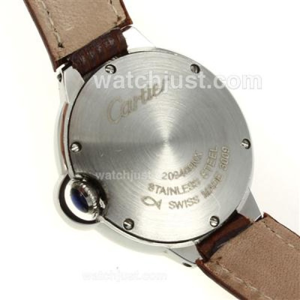 Cartier Ballon bleu de Cartier with White Dial-Leather Strap-Lady Size