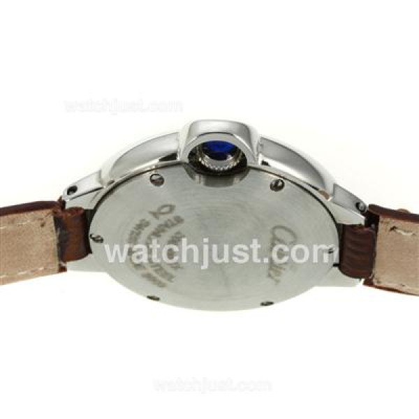 Cartier Ballon bleu de Cartier with White Dial-Leather Strap-Lady Size