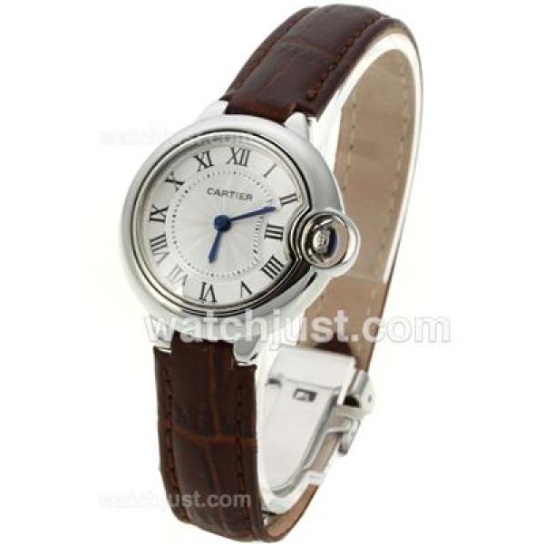 Cartier Ballon bleu de Cartier with White Dial-Leather Strap-Lady Size
