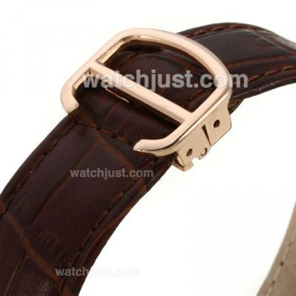 Cartier Ballon bleu de Cartier Rose Gold Case with White Dial-Leather Strap-Oversized Version