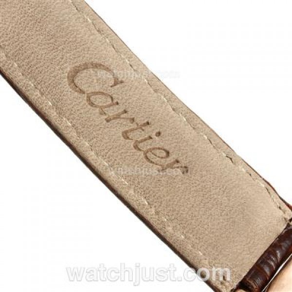 Cartier Ballon bleu de Cartier Rose Gold Case with White Dial-Leather Strap-Oversized Version