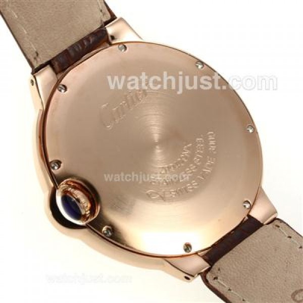 Cartier Ballon bleu de Cartier Rose Gold Case with White Dial-Leather Strap-Oversized Version