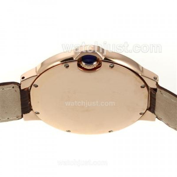 Cartier Ballon bleu de Cartier Rose Gold Case with White Dial-Leather Strap-Oversized Version