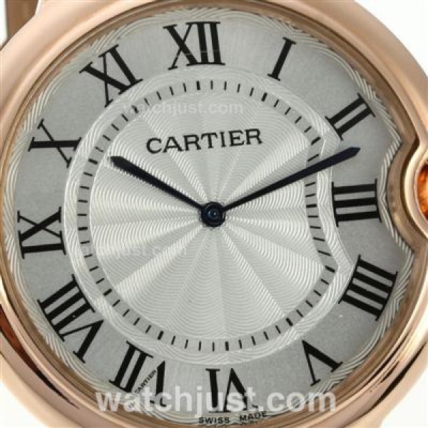 Cartier Ballon bleu de Cartier Rose Gold Case with White Dial-Leather Strap-Oversized Version