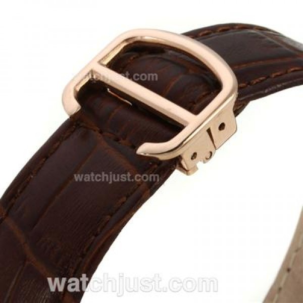 Cartier Ballon bleu de Cartier Rose Gold Case with White Dial-Leather Strap