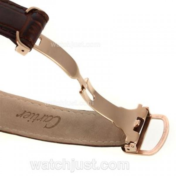 Cartier Ballon bleu de Cartier Rose Gold Case with White Dial-Leather Strap