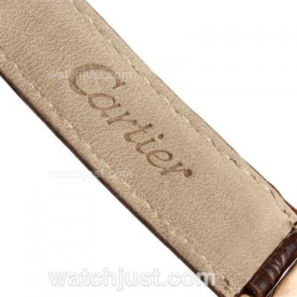 Cartier Ballon bleu de Cartier Rose Gold Case with White Dial-Leather Strap