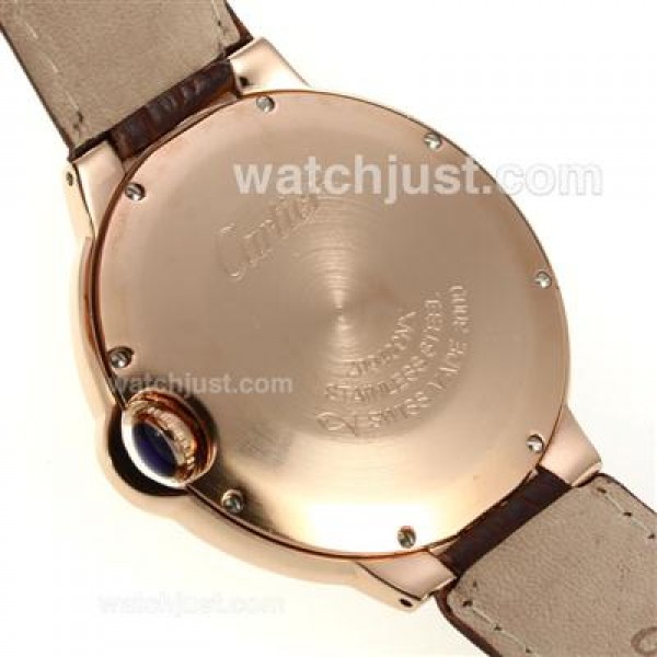 Cartier Ballon bleu de Cartier Rose Gold Case with White Dial-Leather Strap