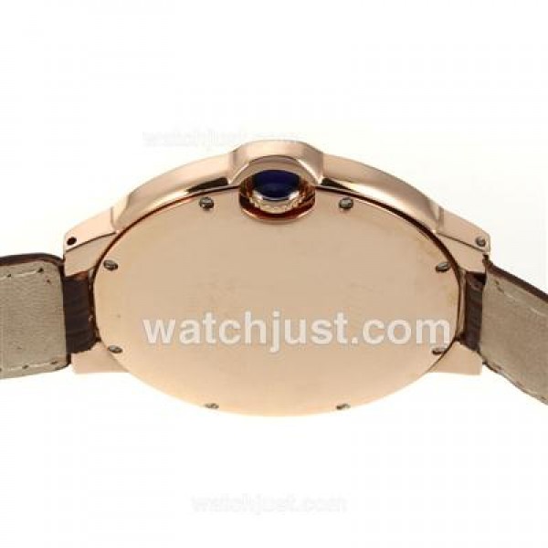 Cartier Ballon bleu de Cartier Rose Gold Case with White Dial-Leather Strap