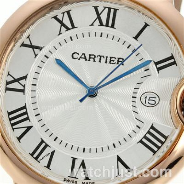 Cartier Ballon bleu de Cartier Rose Gold Case with White Dial-Leather Strap