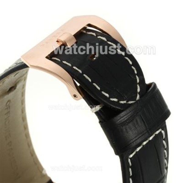 Panerai Radiomir Automatic Rose Gold Case with Black Dial-Leather Strap