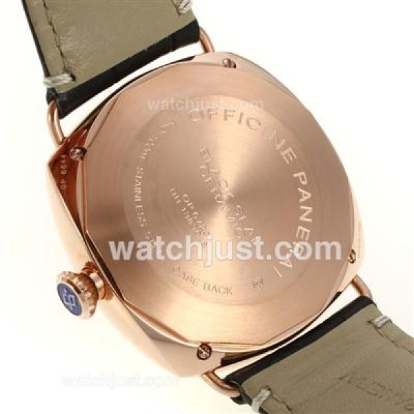 Panerai Radiomir Automatic Rose Gold Case with Black Dial-Leather Strap
