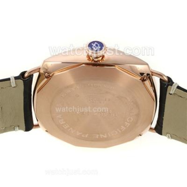 Panerai Radiomir Automatic Rose Gold Case with Black Dial-Leather Strap