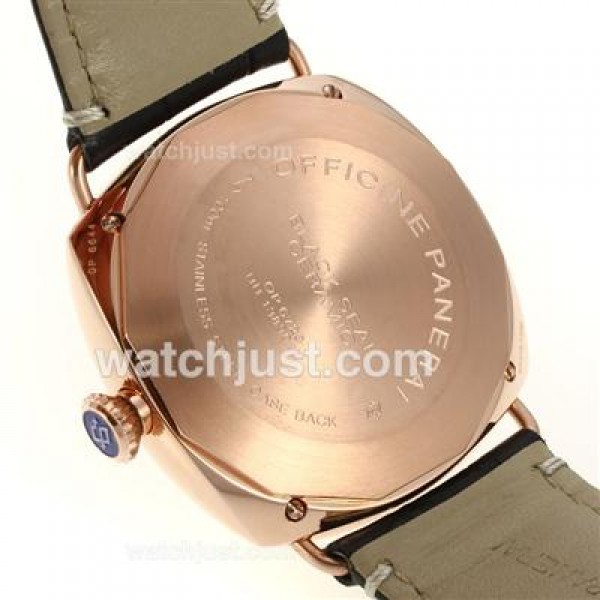 Panerai Radiomir 8 Days Automatic Rose Gold Case with Black Dial-Leather Strap
