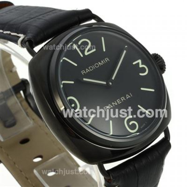 Panerai Radiomir Automatic PVD Case with Black Dial-Leather Strap