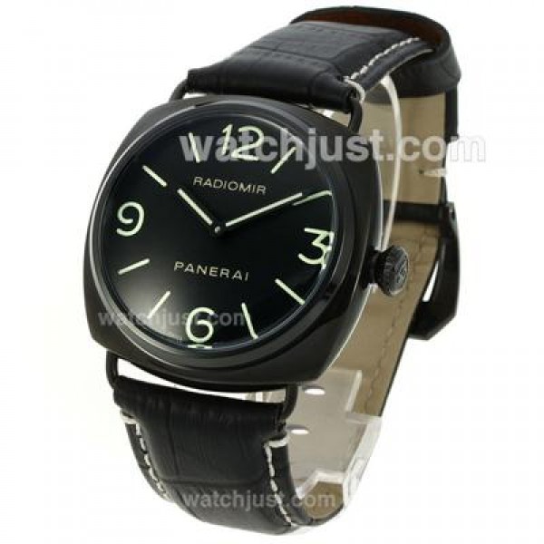Panerai Radiomir Automatic PVD Case with Black Dial-Leather Strap