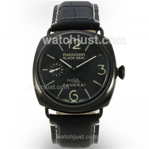 Panerai Radiomir Black Seal Automatic PVD Case with Black Dial-Leather Strap