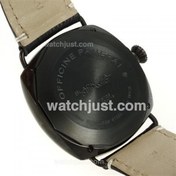 Panerai Radiomir Black Seal Automatic PVD Case with Black Dial-Leather Strap