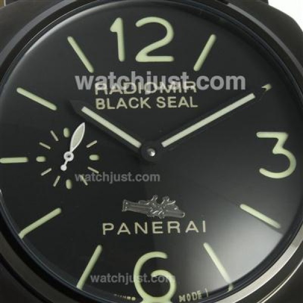 Panerai Radiomir Black Seal Automatic PVD Case with Black Dial-Leather Strap