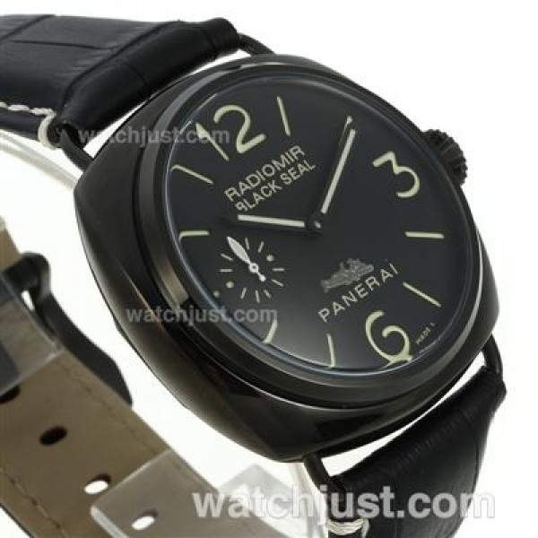 Panerai Radiomir Black Seal Automatic PVD Case with Black Dial-Leather Strap