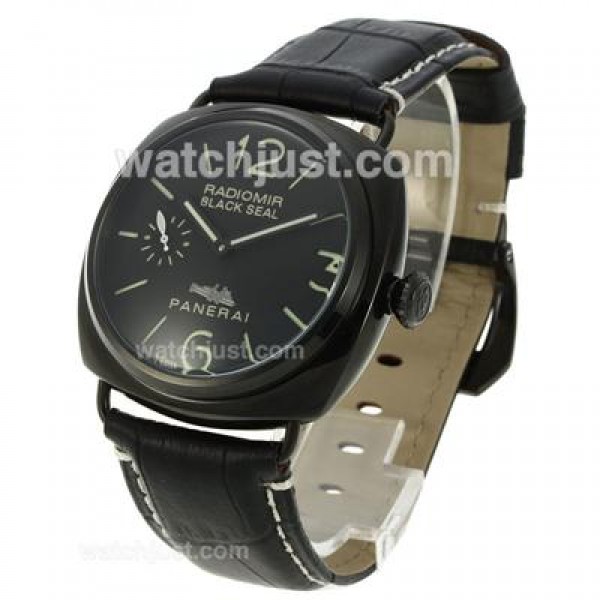 Panerai Radiomir Black Seal Automatic PVD Case with Black Dial-Leather Strap