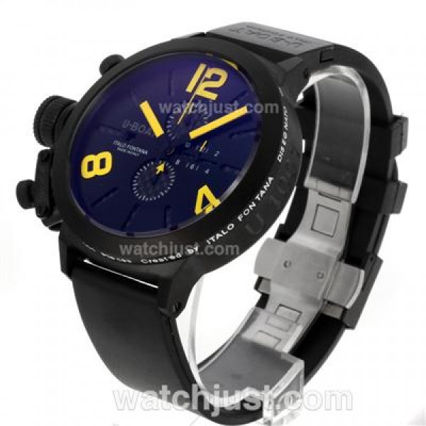 U-Boat Italo Fontana Working Chronograph PVD Case with Black Dial-Yellow Markers