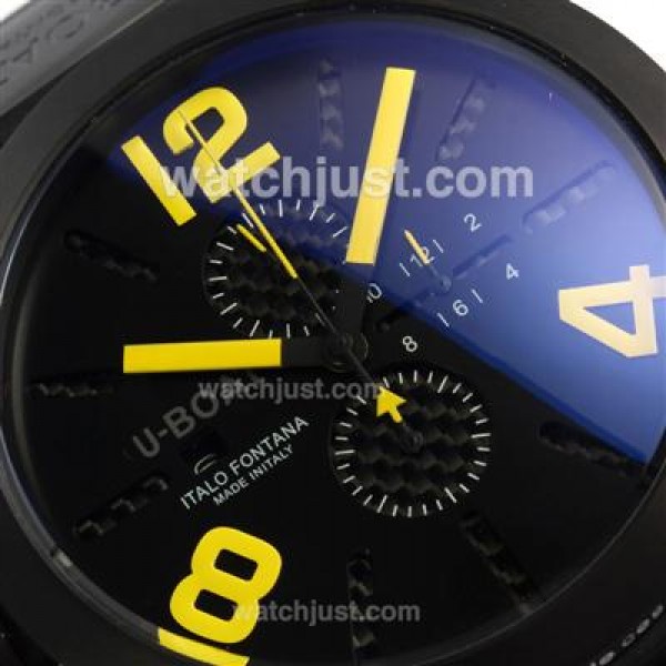 U-Boat Italo Fontana Working Chronograph PVD Case with Black Dial-Yellow Markers