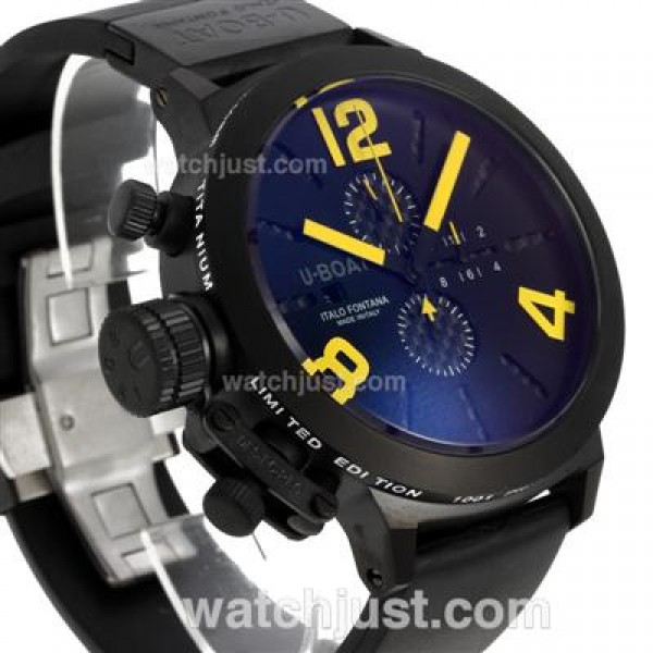 U-Boat Italo Fontana Working Chronograph PVD Case with Black Dial-Yellow Markers
