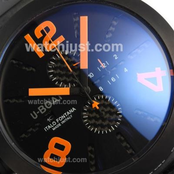 U-Boat Italo Fontana Working Chronograph PVD Case with Black Dial-Orange Markers