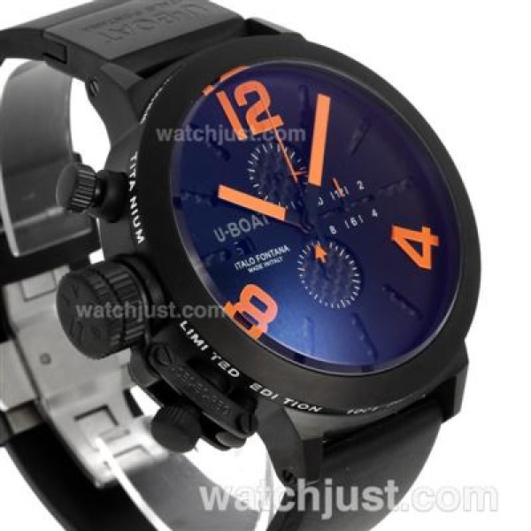 U-Boat Italo Fontana Working Chronograph PVD Case with Black Dial-Orange Markers
