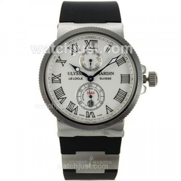 Ulysse Nardin Maxi Marine Automatic Roman Markers with White Dial-Rubber Strap