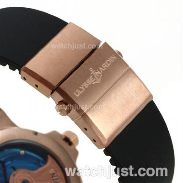 Ulysse Nardin Maxi Marine Automatic Rose Gold Case Roman Markers with White Dial-Rubber Strap