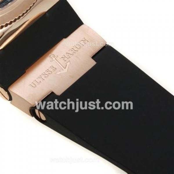 Ulysse Nardin Maxi Marine Automatic Rose Gold Case Roman Markers with White Dial-Rubber Strap