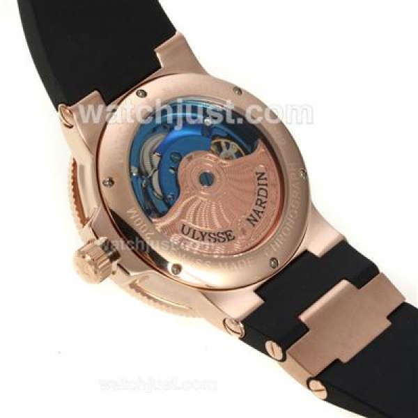Ulysse Nardin Maxi Marine Automatic Rose Gold Case Roman Markers with White Dial-Rubber Strap
