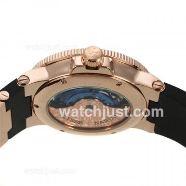 Ulysse Nardin Maxi Marine Automatic Rose Gold Case Roman Markers with White Dial-Rubber Strap
