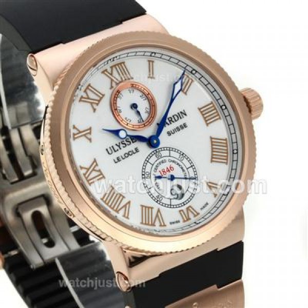 Ulysse Nardin Maxi Marine Automatic Rose Gold Case Roman Markers with White Dial-Rubber Strap