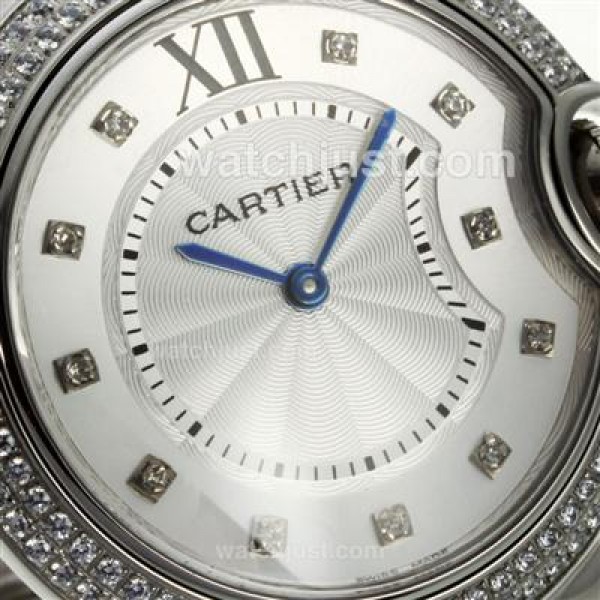Cartier Ballon bleu de Cartier Diamond Bezel Diamond Markers with White Dial S/S-Medium Size