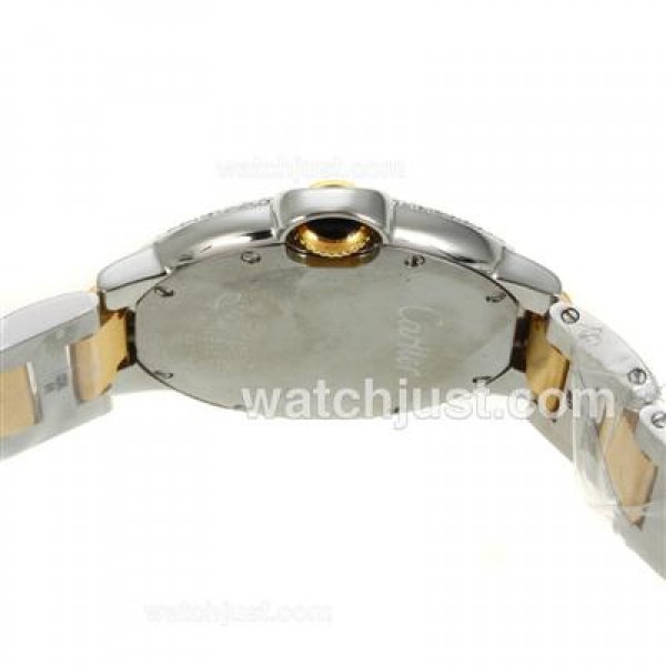 Cartier Ballon bleu de Cartier Two Tone Diamond Bezel Diamond Markers with White Dial-Medium Size