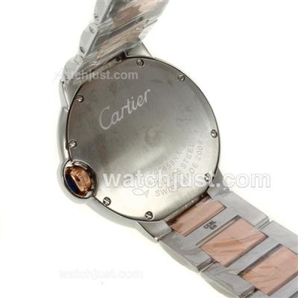 Cartier Ballon bleu de Cartier Two Tone Diamond Bezel Diamond Markers with White Dial-Medium Size