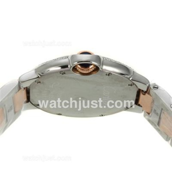 Cartier Ballon bleu de Cartier Two Tone Diamond Bezel Diamond Markers with White Dial-Medium Size