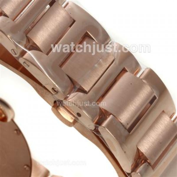 Cartier Ballon bleu de Cartier Full Rose Gold Diamond Bezel Diamond Markers with White Dial-Medium Size