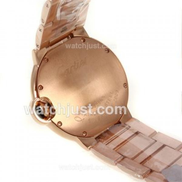 Cartier Ballon bleu de Cartier Full Rose Gold Diamond Bezel Diamond Markers with White Dial-Medium Size