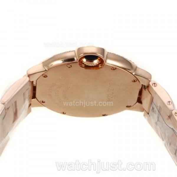 Cartier Ballon bleu de Cartier Full Rose Gold Diamond Bezel Diamond Markers with White Dial-Medium Size