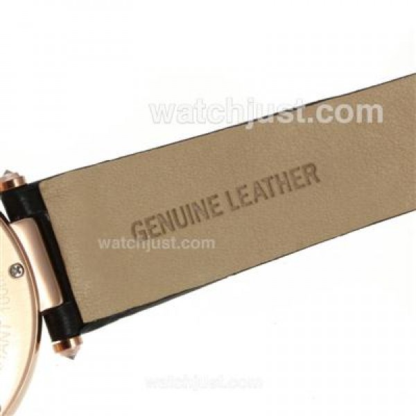 Cartier Panthere de Cartier Rose Gold Case Diamond Bezel with White MOP Dial-Black Leather Strap