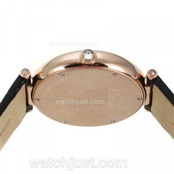 Cartier Panthere de Cartier Rose Gold Case Diamond Bezel with White MOP Dial-Black Leather Strap