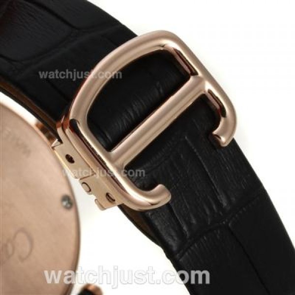 Cartier Panthere de Cartier Rose Gold Case Diamond Bezel with Black MOP Dial-Leather Strap