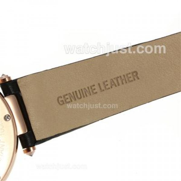 Cartier Panthere de Cartier Rose Gold Case Diamond Bezel with Black MOP Dial-Leather Strap
