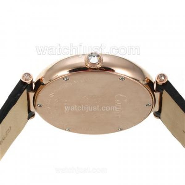 Cartier Panthere de Cartier Rose Gold Case Diamond Bezel with Black MOP Dial-Leather Strap