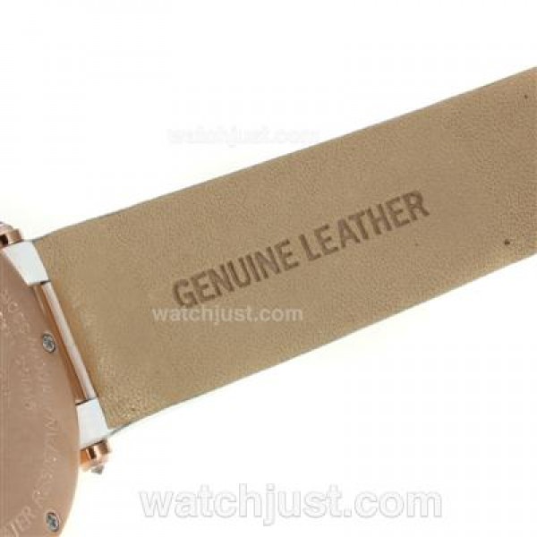 Cartier Panthere de Cartier Rose Gold Case Diamond Bezel with White MOP Dial-White Leather Strap