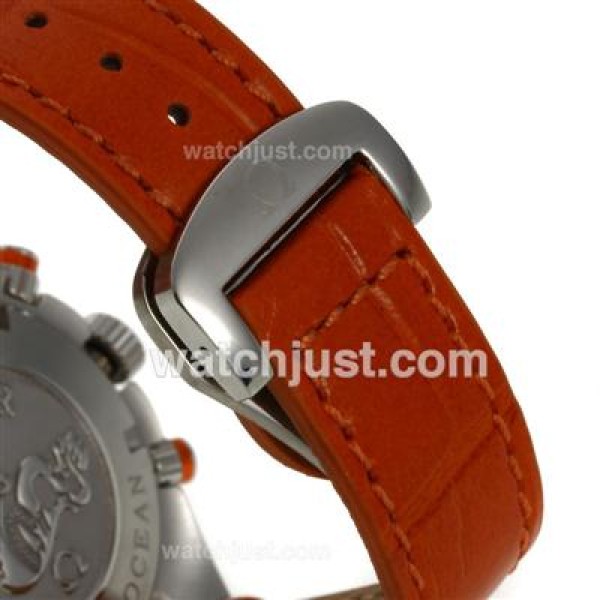 Omega Seamaster Planet Ocean Working Chronograph Orange Bezel with Black Dial-Orange Leather Strap